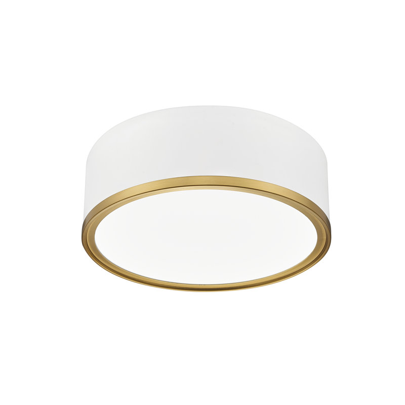 Plafonnier encastré 1 lumière 12,25 po Tracie, Or; blanc mat