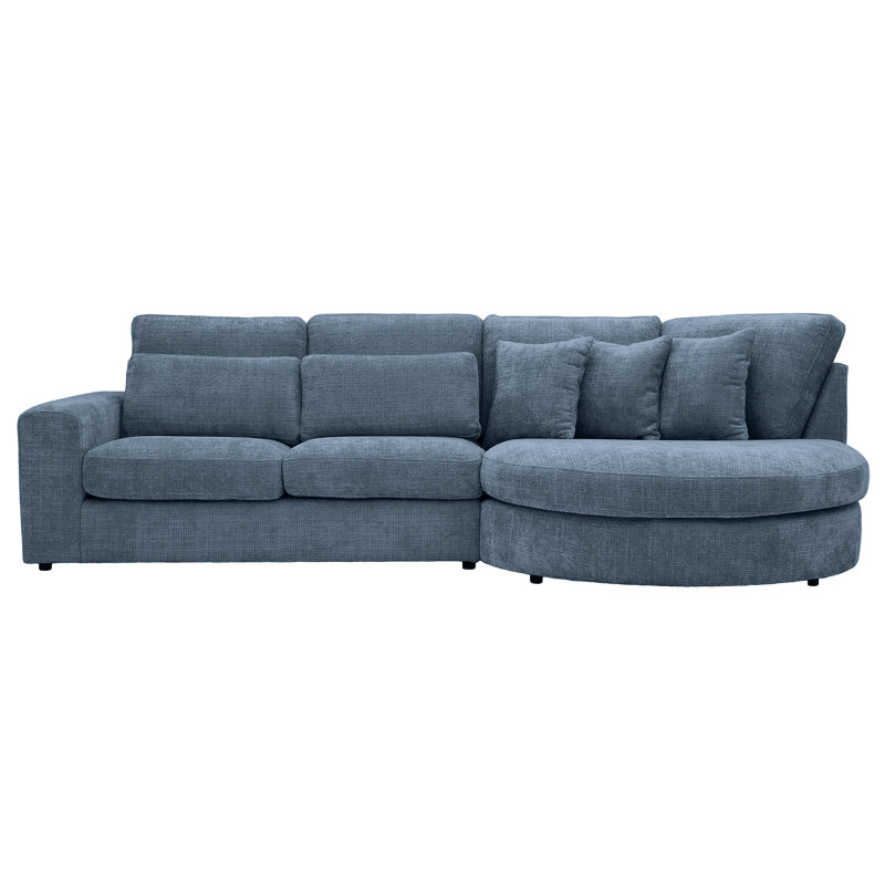 Ibiza Right Hand Corner Sofa S Shaped Curved Modern Minimalist, Right Hand, Navy Blue