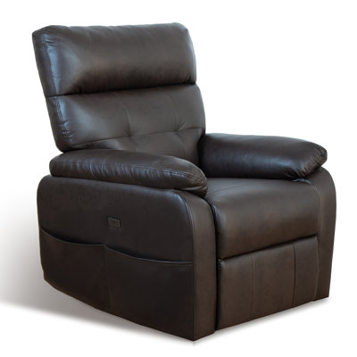 Fauteuil inclinable Power Zero Gravity, fauteuil inclinable en cuir PU avec ports USB et Type-C, poches latérales, fauteuils inclinables surdimensionnés pour adultes avec soutien lombaire, brun foncé
