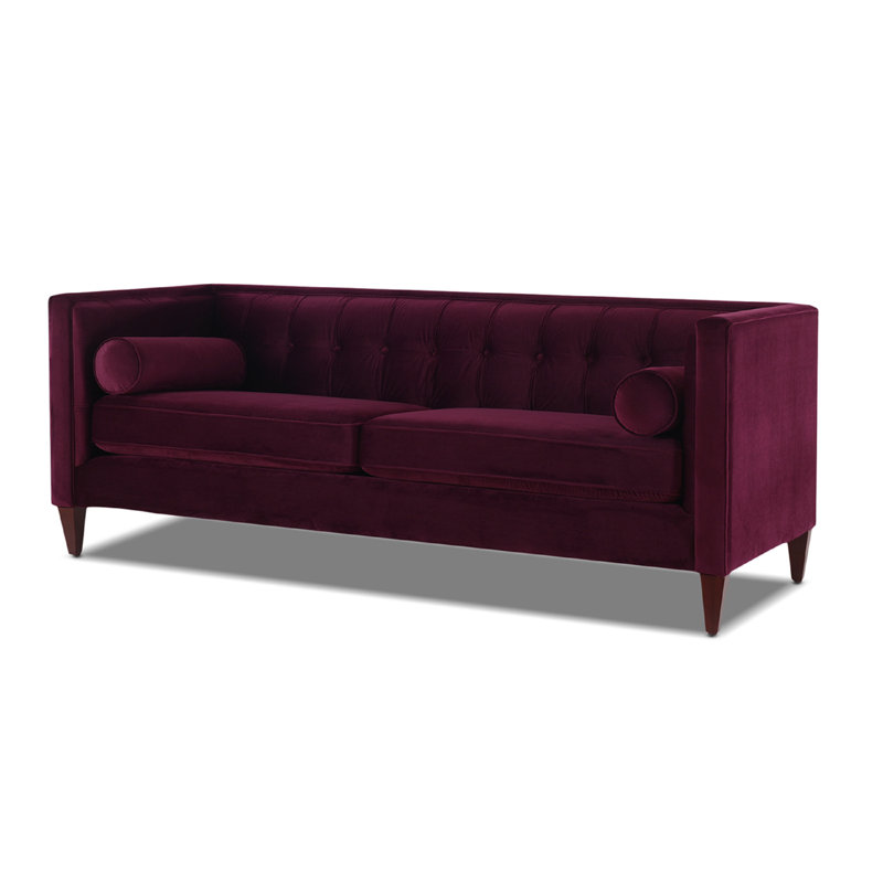 Allia Upholstered 84'' Sofa, Burgundy Velvet
