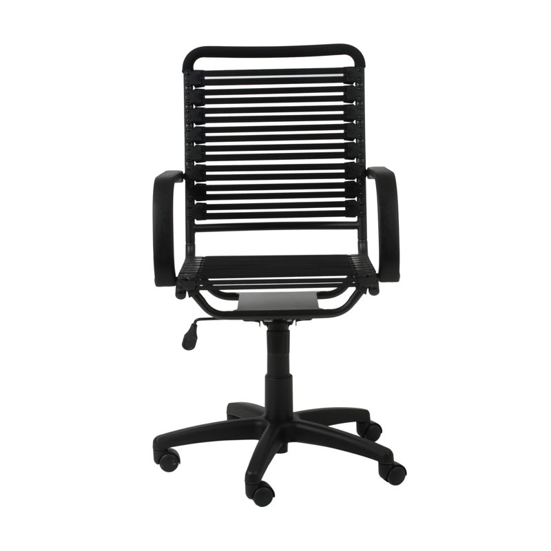 Rossini 23" W Swivel Adjustable Height Task Chair , Black Faux Leather