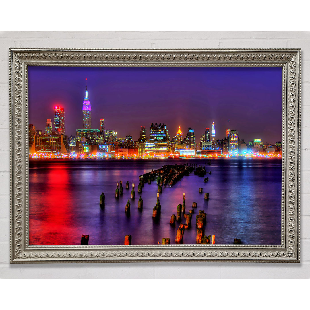 Gerahmter Kunstdruck New York City Purple Sky Reflections