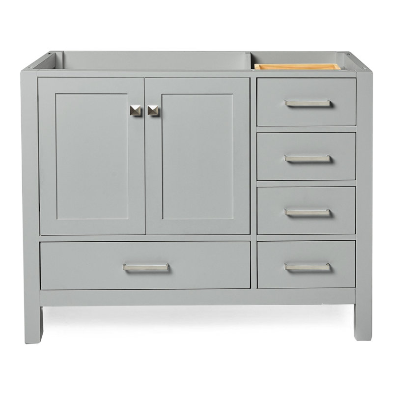Cambridge 42'' W Single Bathroom Vanity Base, Gray, Brushed Nickel