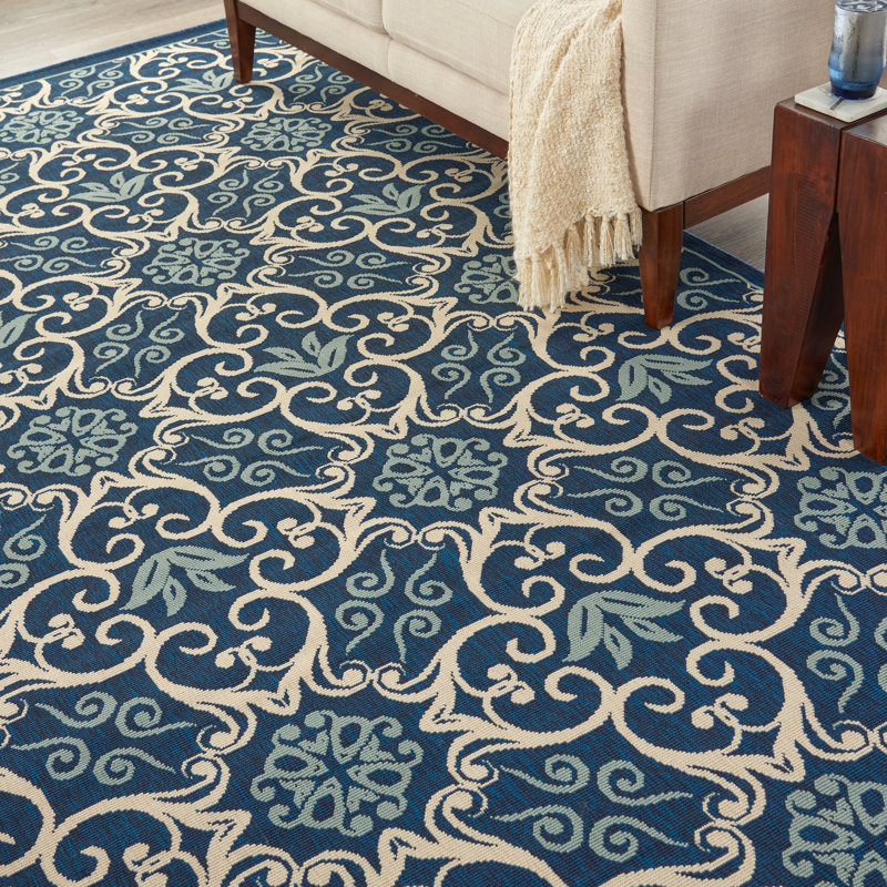 Machine-Woven Stain Resistant Floral Area Rug, Rectangle 6'7" x 9'6"