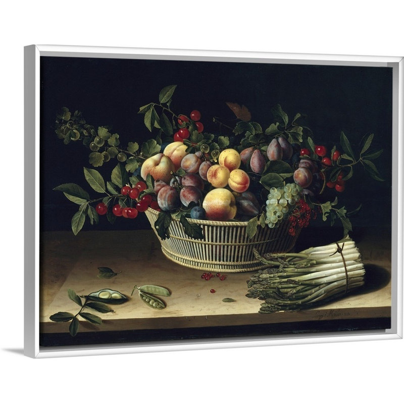 Nature morte avec un panier de fruits et un bouquet d'asperges, 1630 par Louise Moillon - reproduction d'art sur toile