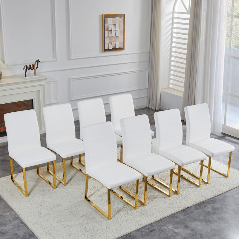 Ensemble de 8 chaises robustes: coussin de 2,1 po d'épaisseur, structure en fer, parfait pour la maison ou le bureau. Couleurs classiques, bon rapport qualité-prix