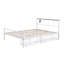 Lit en métal de style contemporain avec rangement sous le lit, prise USB sur la tête de lit et structure en métal robuste au fini blanc