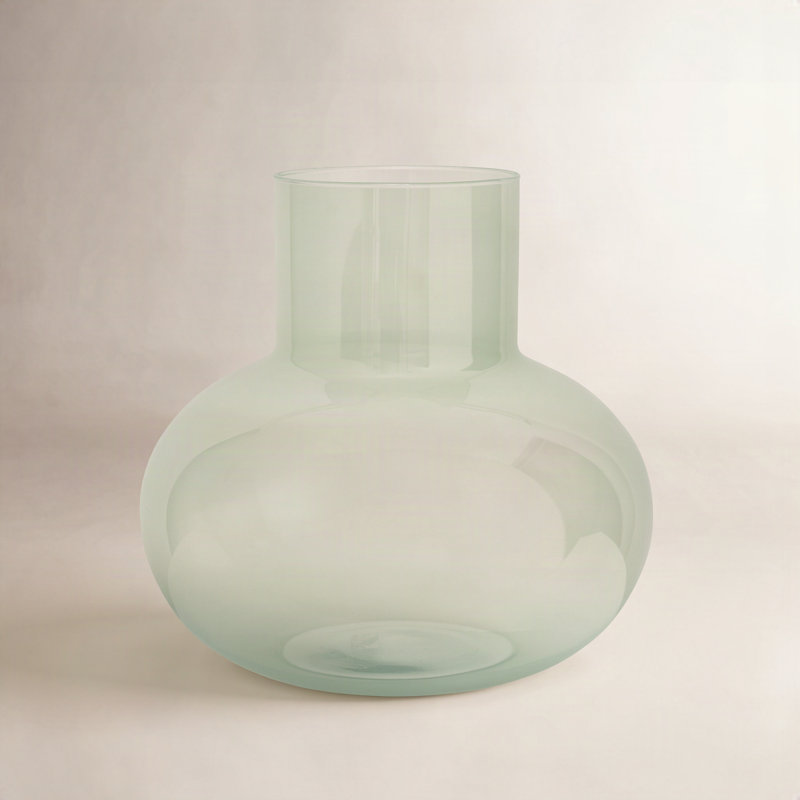 Travon Glass Table Vase, 11.18" H x 11.02" W x 11.02" D, Light Green