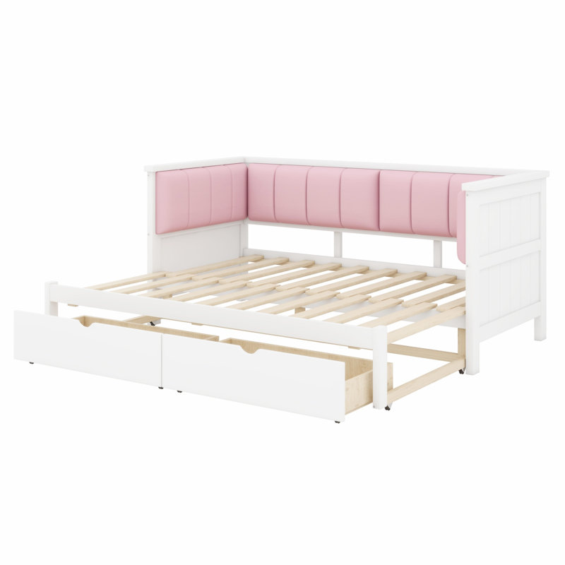 Élégante structure de lit de jour rembourrée avec deux tiroirs de rangement pratiques