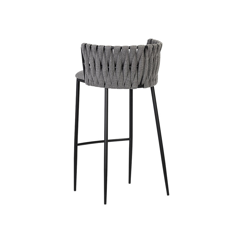 Sarai Barstool - Belfast Koala Grey, Dark Gray Performance Basketweave, Bar Stool (30” Seat Height)