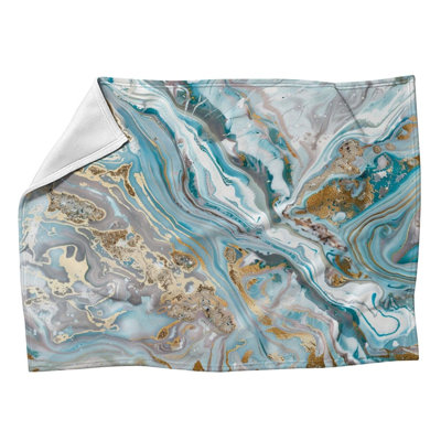 Metallic Streams Marble Machine Printed Throw Blanket