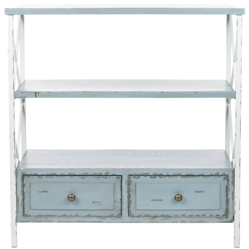 Console en bois massif 33,9 po Evangelyne, Fumée ardoise / blanche