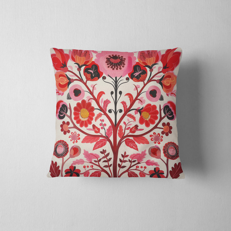 Housse de coussin réversible à motif floral Folk Maximalist, H 16 po x l 16 po