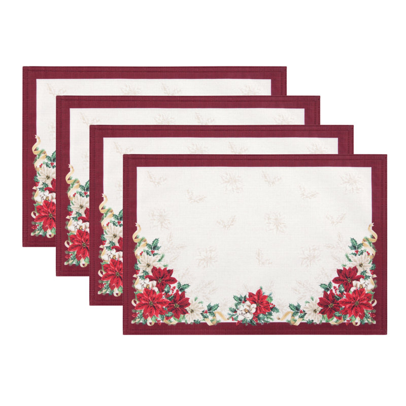 Amira Poinsettia Garland Floral Rectangle Placemat