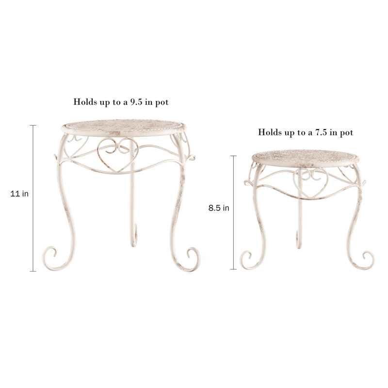 Ensemble de 2 supports à plantes Kranz - Accessoires décoratifs ronds pour plantes d'intérieur ou d'extérieur, Blanc