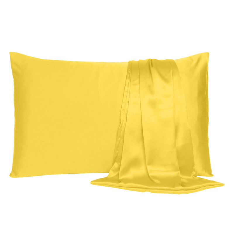 Taie d'oreiller en satin , Standard, Citron