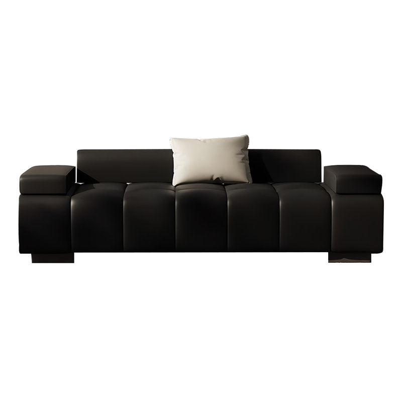 Banc rembourré en cuir, H 23,62 po x l 70,86 po x P 19,68 po, Noir