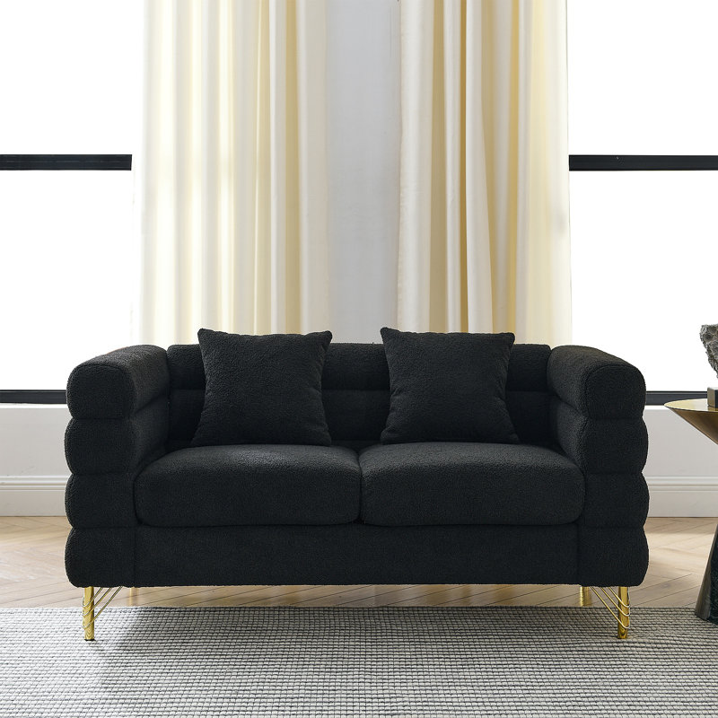 Marypatricia Oversized  Upholstered Loveseat, Modern Sofa Couch, Duplicata noir 100% polyester 3, 28" H x 60" W x 32" D