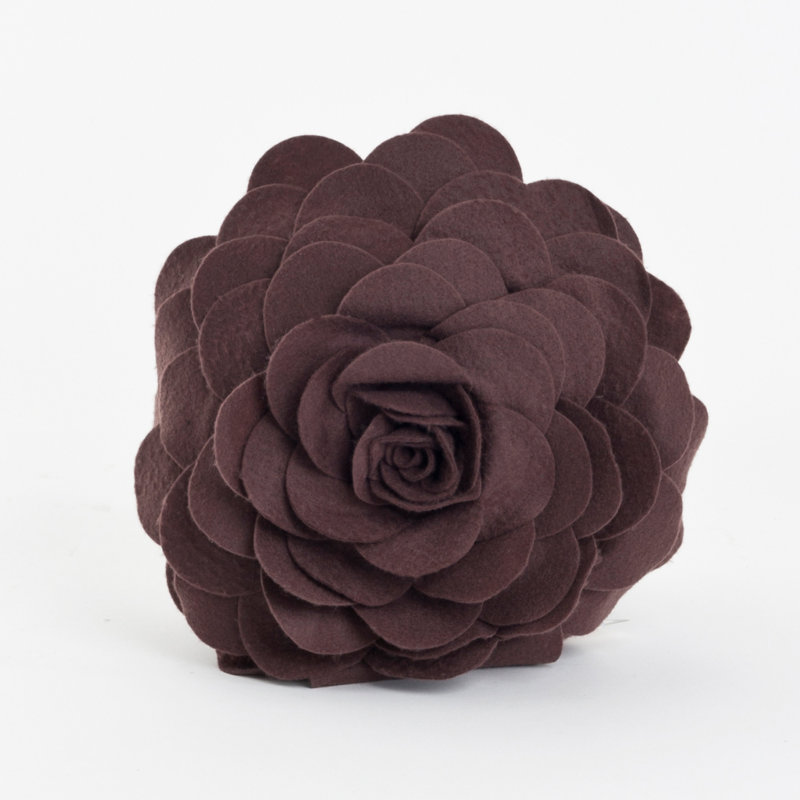 Felt Collection Appliqued Throw Pillow, Chocolate, 16" H x 16" W