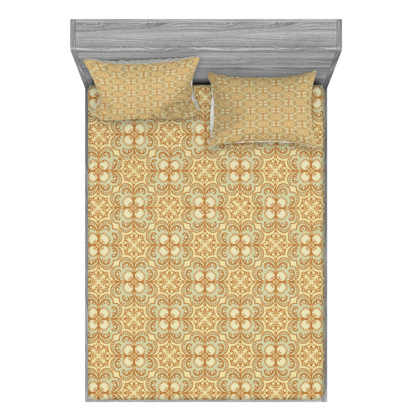 Microfiber Floral Sheet Set, Queen Sheet Set with Fitted Sheet