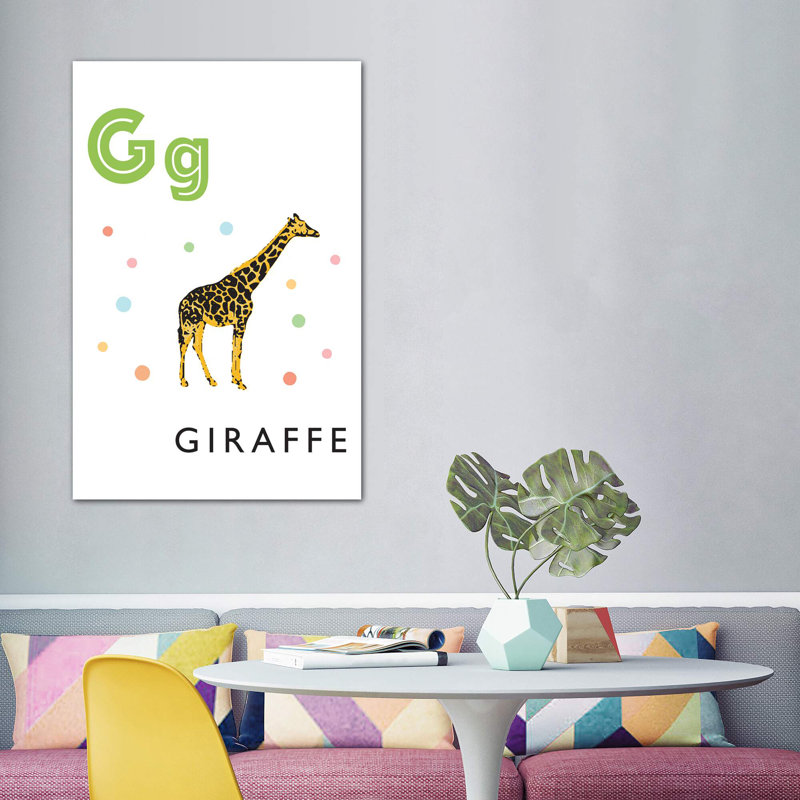 Alphabet Flash Card G - impression d'art graphique, H 60 po x l 40po x P 1,5 po, Pas de tapis, Toile tendue