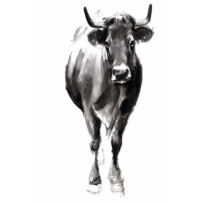Charcoal Cattle II by Jennifer Paxton Parker - Wrapped Canvas Painting