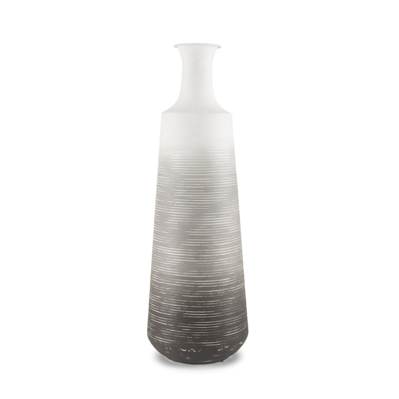 Nastashia White W/ Grey Small Vase, 23.62" H x 7.87" W x 7.87" D