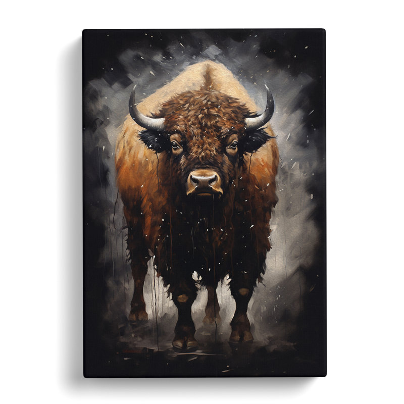 Buffalo Gestural - Wrapped Canvas, 50cm H x 35cm W x 3cm D