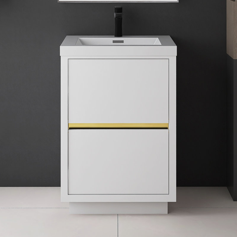 Meuble-lavabo autoportant 24 po avec lavabo 24 po, Blanc