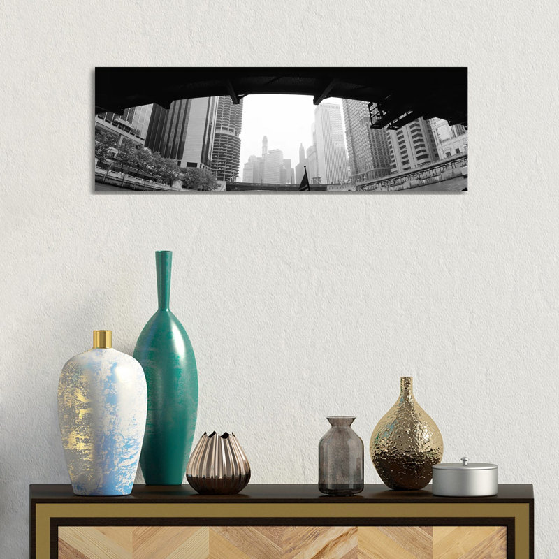 Low Angle View Of Buildings, Chicago, Illinois, USA - Wrapped Canvas Panoramic Print, 30.48 cm H x 91.44 cm W x 1.91 cm D