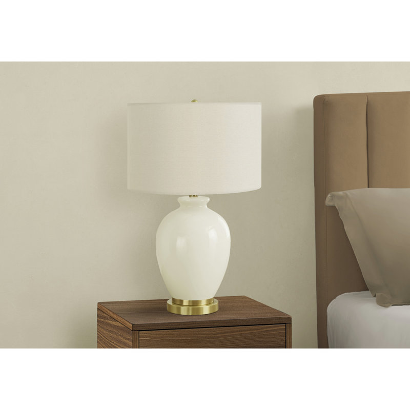 Lighting, h 26 po, lampe de table, abat-jour, céramique crème, transitionnel