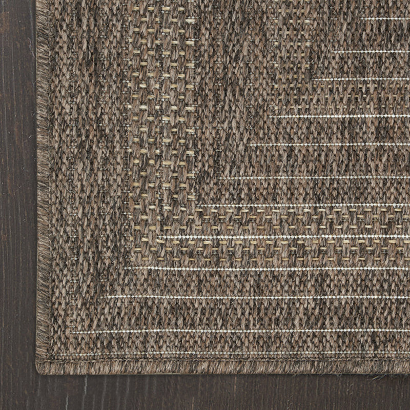 Cascio Geometric Indoor/Outdoor Area Rug, Rectangle 4' x 6', Brown