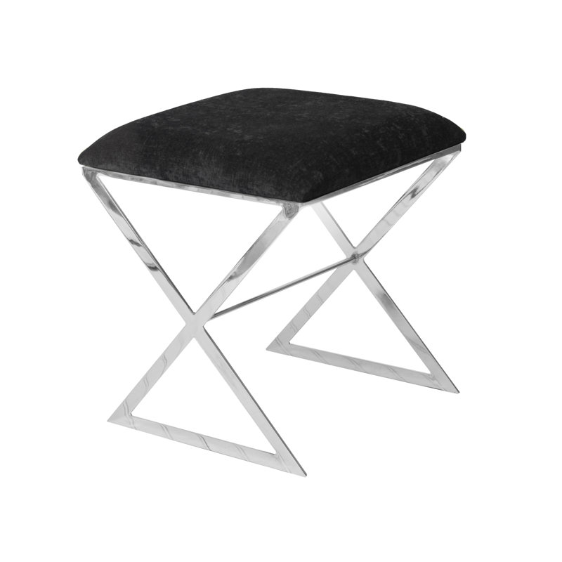 Iron Accent Stool, Black, Nickel Plated