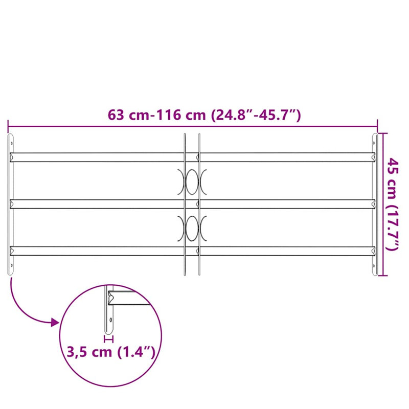 Grille de sécurité réglable pour fenêtres, 3 barres transversales de 27,6 po à 41,3 po