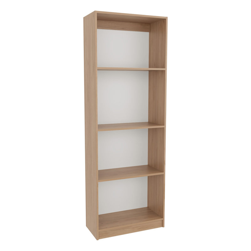 Bibliothèque avec tablettes spacieuses, (4 tablettes) H 71,1 po x l 24,7 po x P 11,7 po, Bois naturel