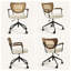 Chaise de bureau Mid-Century moderne, chaise de bureau pivotante réglable avec dossier en rotin PE et siège en similicuir courbé-789291469