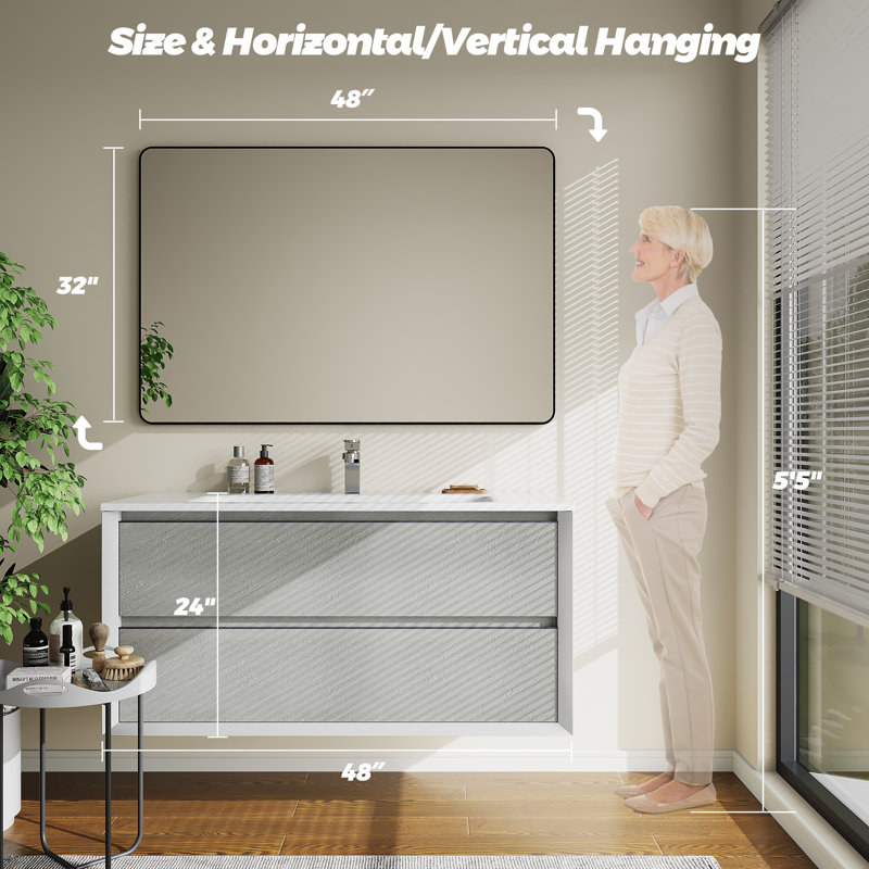 Lesamuel Aluminum Frame Wall Mirror, 32" x 48"