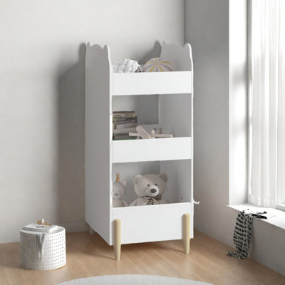 Bear-Shaped Kids Bookshelf with Chalkboard and 3-Tier Storage