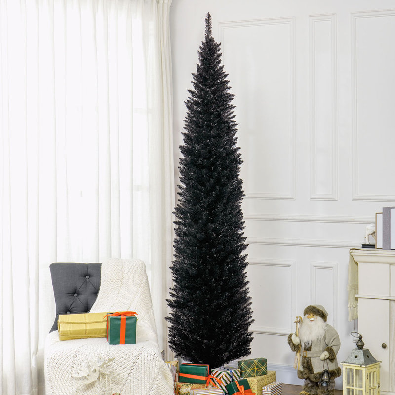 Arbre de Noël artificiel 8 pi, arbre de Noël mince avec 618 pointes de branches réalistes et support en plastique