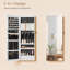 Armoire à bijoux avec 6 lumières DEL, organisateur d'armoire à bijoux mural ou de porte verrouillable avec miroir pleine grandeur
