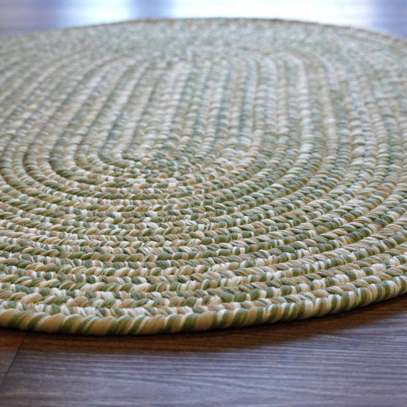 Tapis intérieur / extérieur en tweed vert Cayha, Ovale 3 pi 6 po x 5 pi 6 po