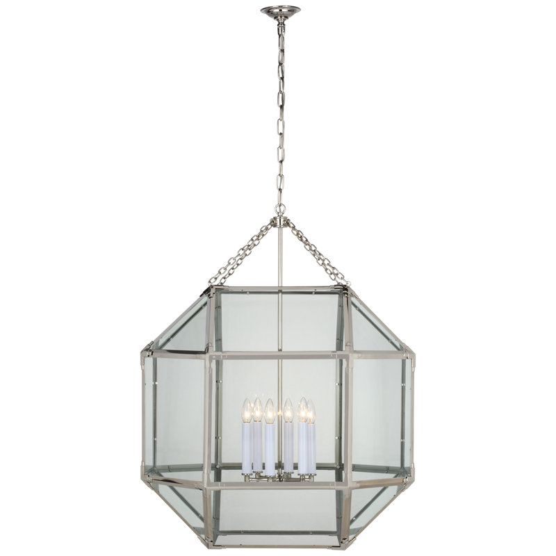 Suzanne Kasler Morris Grande Lantern, Polished Nickel, Clear