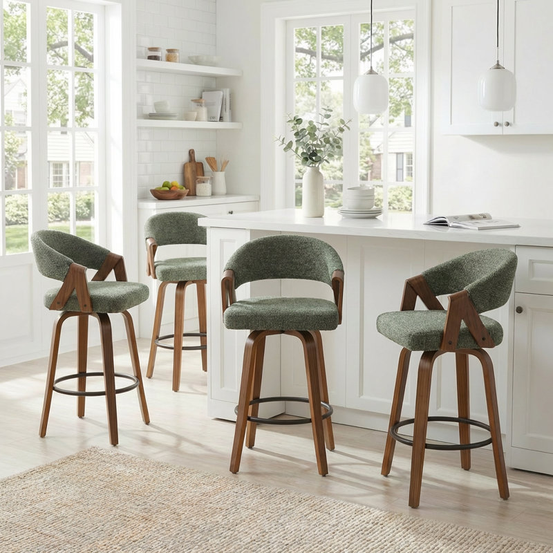 Providence Upholstered Swivel Counter Stool, Green