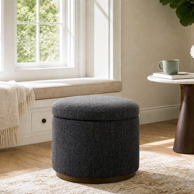 19.9"Round Upholstered Ottoman with Storage