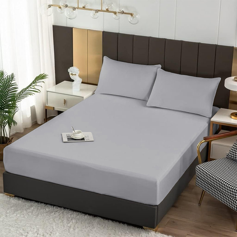 Ultra Soft 200 Thread Count Microfiber Fitted Sheet, Kingsize (5'), Grey