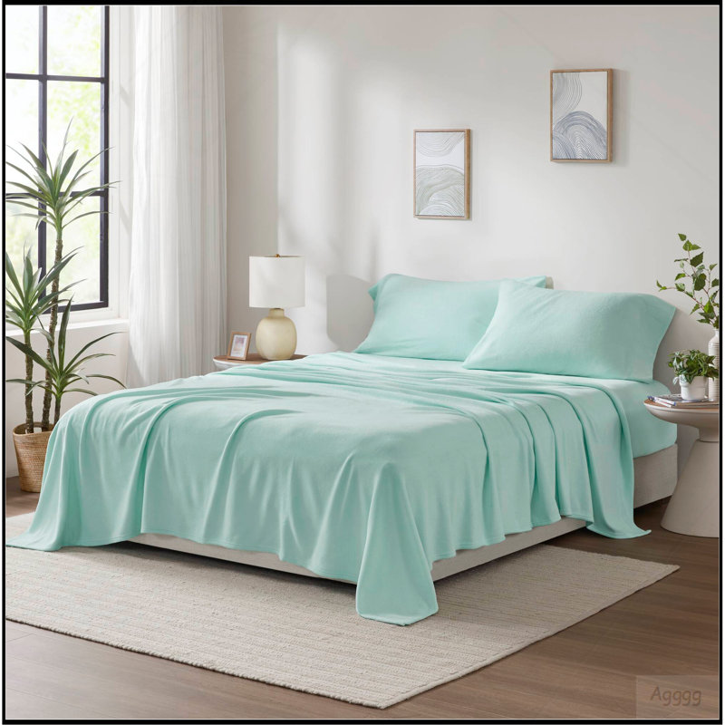 4 PCS King Sheet Set Aqua, King Duvet Cover + 3 Additional Pieces