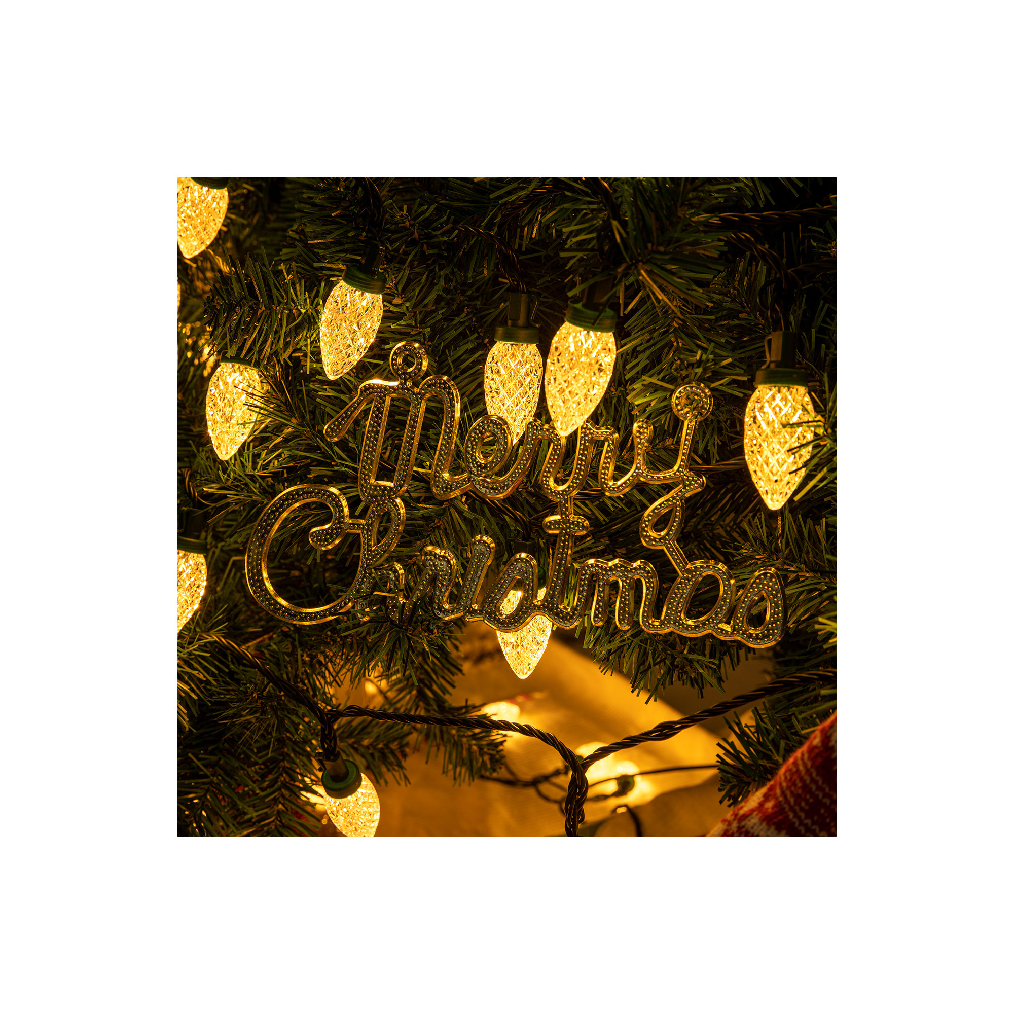 C9 LED Christmas String Lights, Warm White, 50