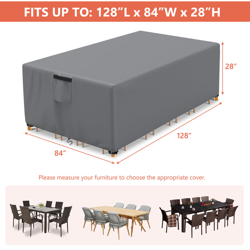 Waterproof & Dust-Proof Patio Furniture Covers for Outdoor Table and Chairs, 28" H x 84" W x 128" D