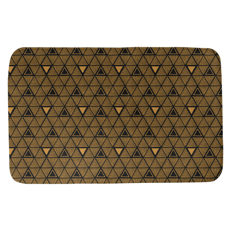Tapis de bain géométrique à motif de triangles dessinés à la main, l 17 po x L 24 po, Orange / Noir