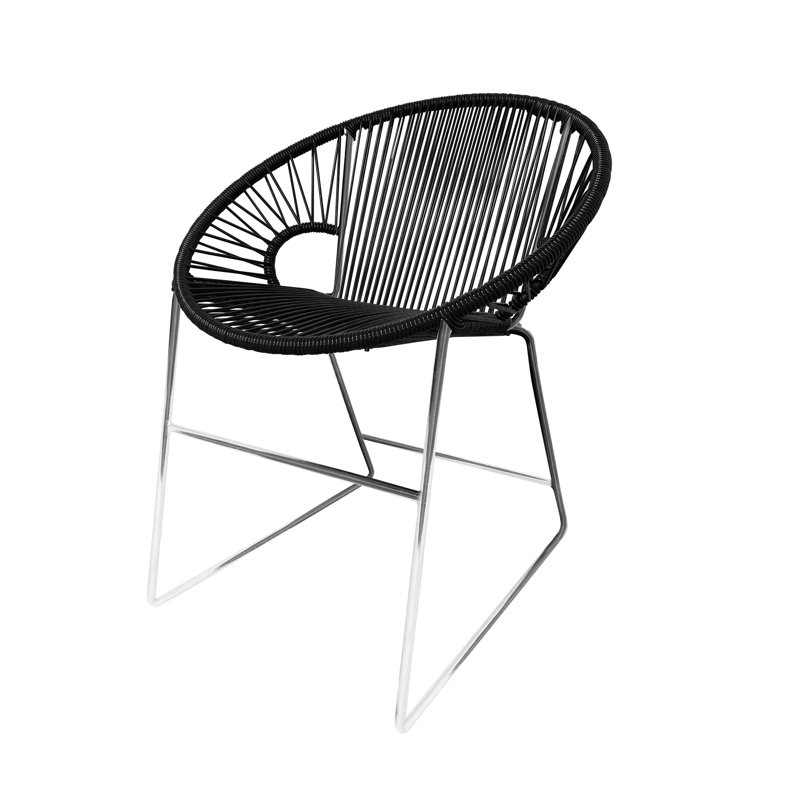Chaise de patio Puerto, Noir/chrome